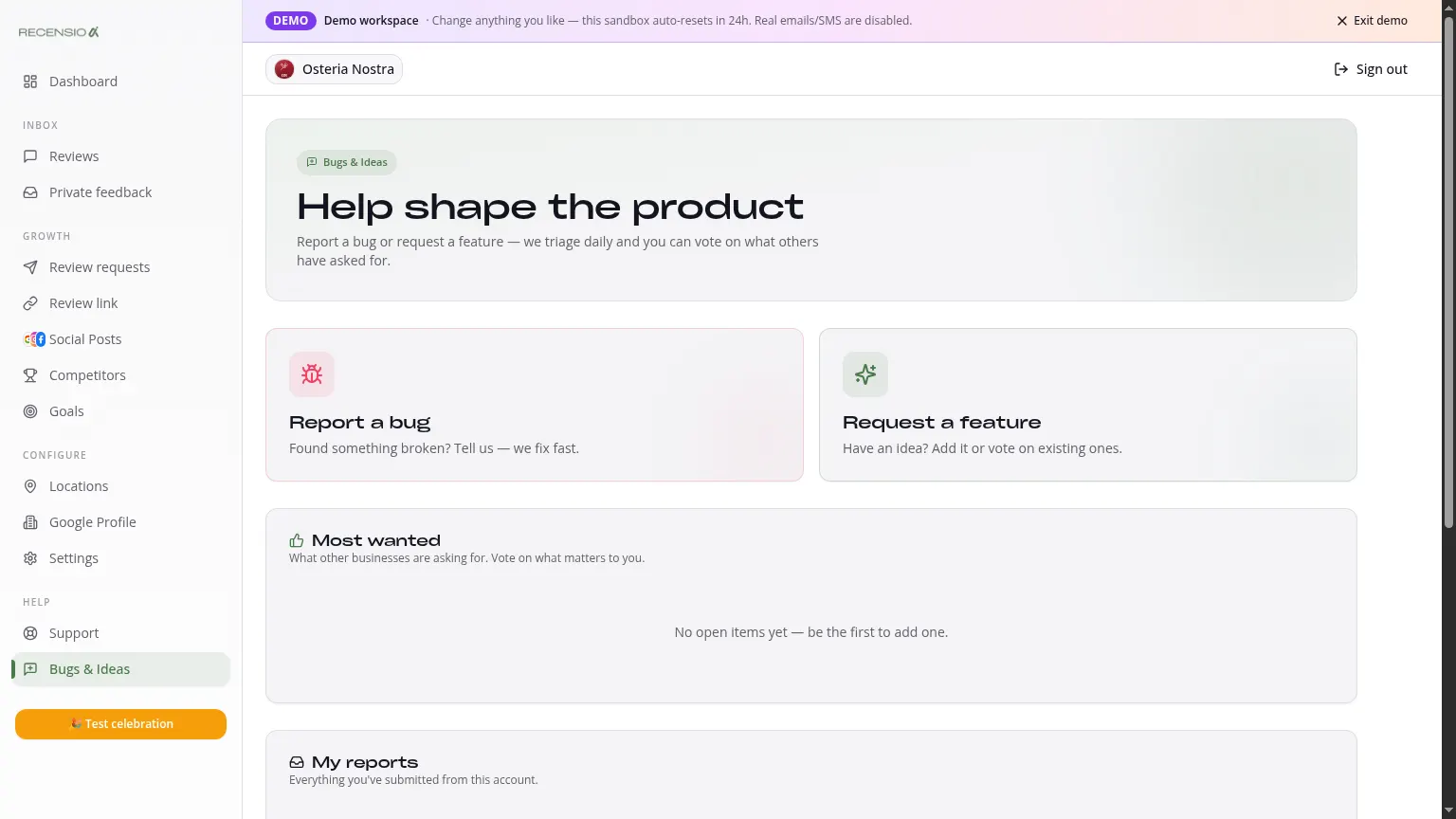 Improvements, report a bug or request a feature
